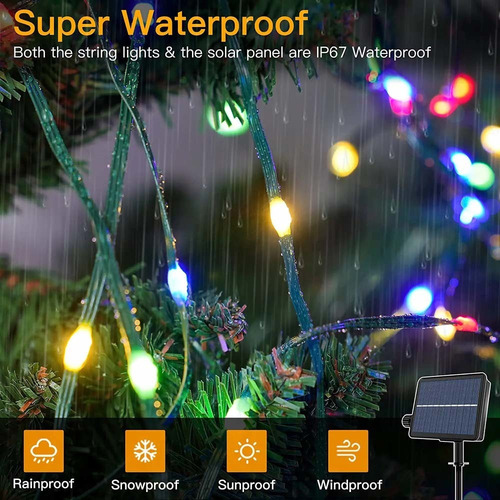 Control Remoto 8 Modos De Luz De Cadena Solar 200 Led 22m