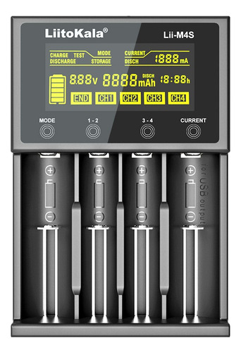 Cargador de batería Liitokala Lii-m4s: carga y descarga