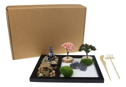 Mini Bandeja De Arena Zen Garden Set De 3 Rejillas Estatuas