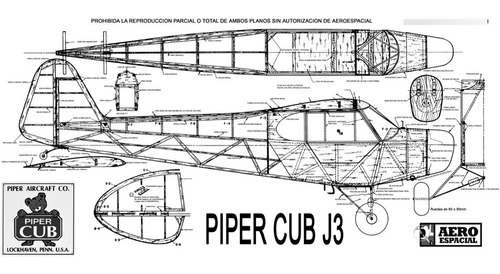 Plano Tamaño Natural Piper J3 Motor 20-40