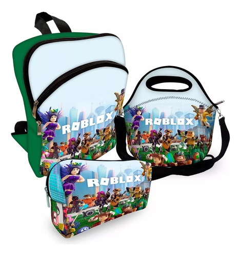 Kit Escolar Infantil Mochila Lancheira Estojo Roblox