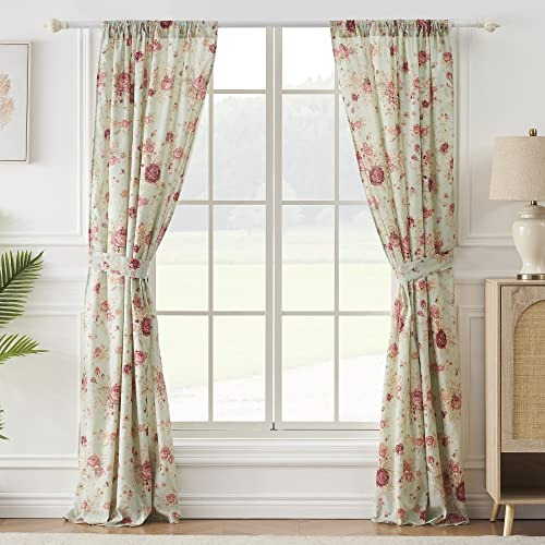 Juego De 2 Paneles De Cortinas 100% Algodón Azul 107x213 Cm