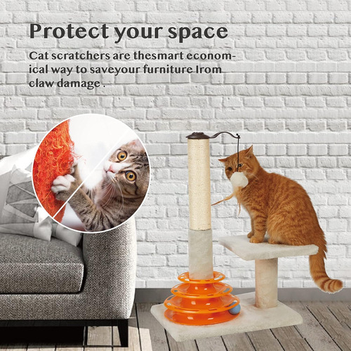 Tall Cat Scratching Post Kitten Sisal Scratcher Tree Com...