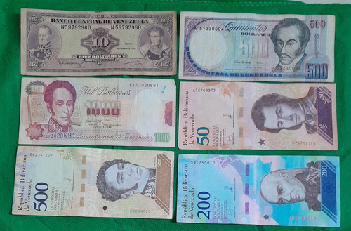 10 Billetes Bolivares De Venezuela Estado, 5, 6 Y 7