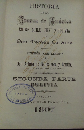 La Guerra De América Entre Perú, Chile Y Bolivia Tomas Caiva