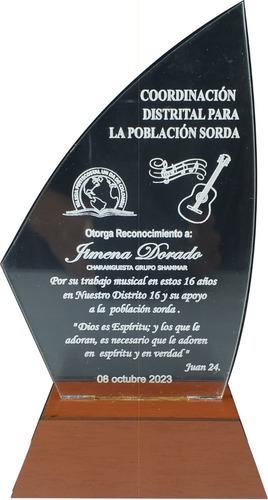 Reconocimiento Acrilico - Placa  De Homenaje Modelo 5 