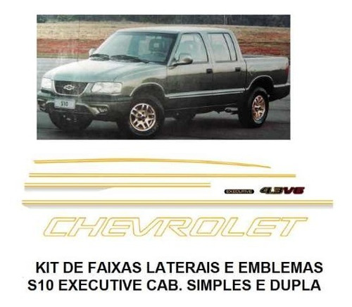 Kit De Faixas Laterais Adesivas S10 Executive 96/00 (*0082*)