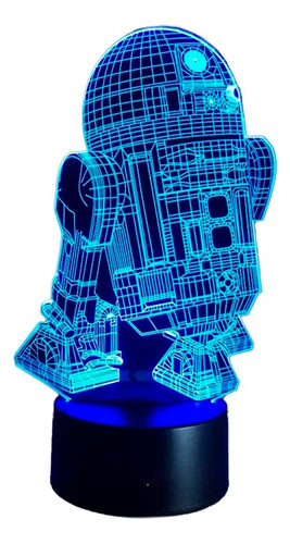 Lámpara Ilusión 3d Starwars R2d2 C/control