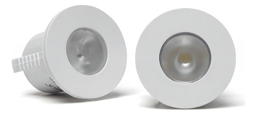 Spot Redondo Led Embutir 1w P/ Móveis 6500k Taschibra 2pçs Cor Branco