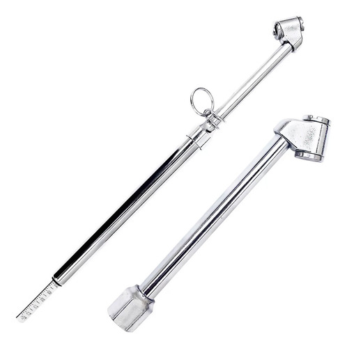 Kit Bico Duplo Profissional P/ Encher E Calibrar Pneu Carro Cor Prata