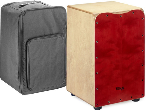 Cajon Peruano Stagg Caj50mrd Tapa Roja De Abedul Con Funda