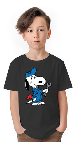 Polera Niños Snoopy Mecanico Retro Peanuts Algodón Wiwi