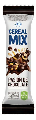 Barra Arcor Cereal Mix  sabor pasión de chocolate 26 g pack x 20