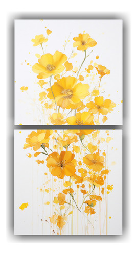 100x50cm Pintura Acrílica Sin Costuras Sobre Blanco Flores