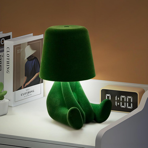 Lámpara De Mesa Led Con Control Táctil Y Estatua Dorada