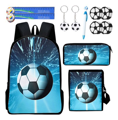 Bolsa Escolar Clásica Con Estampado De Fútbol Kit 12