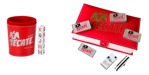 Domino Tecate Plata Profesional + Cubilete Tecate + Dados