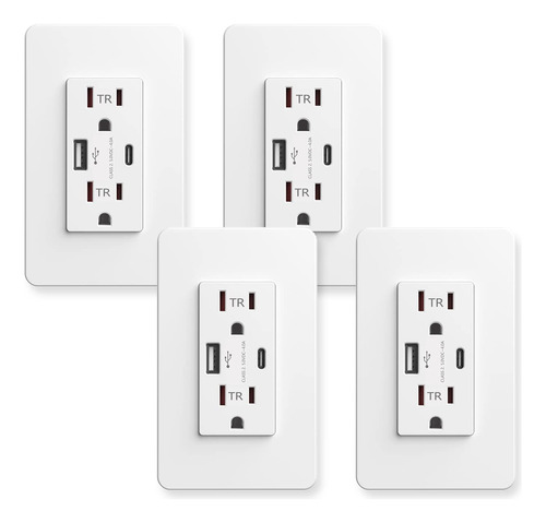 Ucomen Cargador Usb De Pared, Receptaculo Usb Con Puertos Us