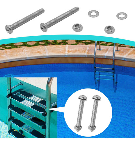 8u 2pc Kit De Pernos Para Escaleras De Piscina Acero Inoxida