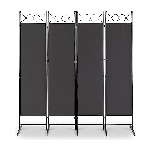 Divisor De Ambientes Plegable De 6 Pies, Negro, 4 Paneles