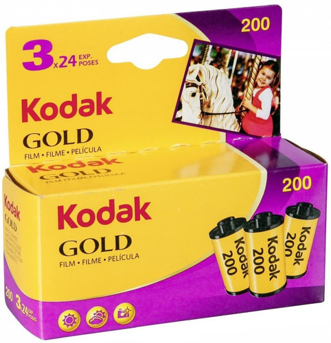 Película Kodak Gold 200 24 Exposiciones Paquete De 3 Rollos