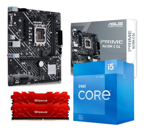 Kit Intel 12ª Geração I5 12400f + Asus H610 + 32gb Ddr4