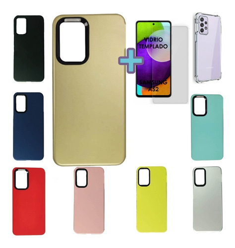 Funda Protector Samsung Galaxy A72 Carcasa Y Vidrio Templado