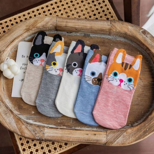 Tines Kawaii Calcetines De Perrito Tines De Perrito 3 Piezas Variados Estampado Único