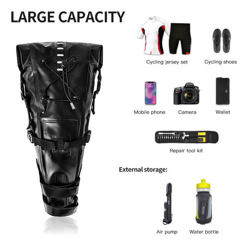 W Bolsa De Asiento De Bicicleta De Gran Capacidad De 10