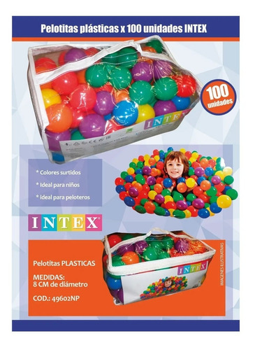 Pelotitas Plásticas Intex Para Pelotero Por 100 Unidades