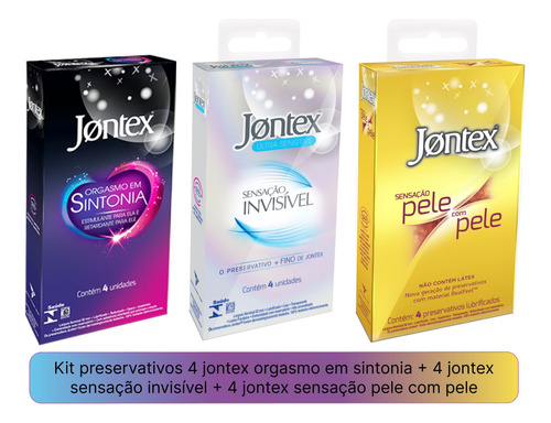  Kit Preservativos Jontex Premium 3 Caixinhas C/4 Unidades 