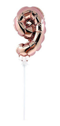 Imagen 3 de 10 de Globo Número Rosa Oro Con Soporte - Cotillón