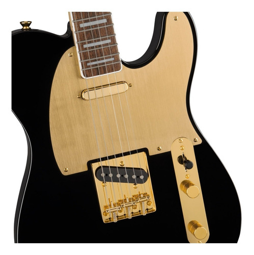 Guitarra elétrica Squier by Fender 40th Anniversary Telecaster de nyatoh 2022 black poliuretano brilhante com diapasão de louro indiano