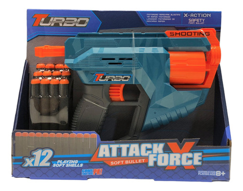 Pistola Turbo X12 Dardos Attack Force Manual Shooting