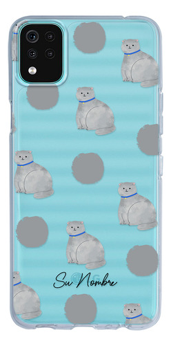 Funda Para LG Para Mujer Gatito Gris Con Personalizacion