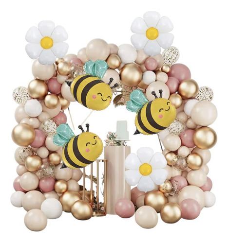 Abejita Chiquitita Globos Dorados Para Fiesta Con Margaritas Dorado Oscuro Arco Dorado