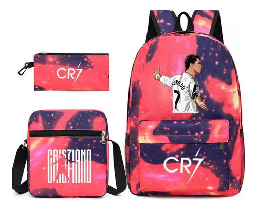 Mochila De Fútbol Red Soaring Cr7, Juego De Tres Piezas