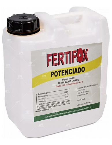 Fertifox Fertilizante Potenciado Con Hormona Bidon De 5lts