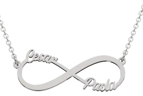 comprar Collar Y Dije 2 Nombres Infinito Personalizado Plata.925 