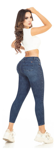 Jeans Básico Push Up Para Mujer De Mezclilla Stretch