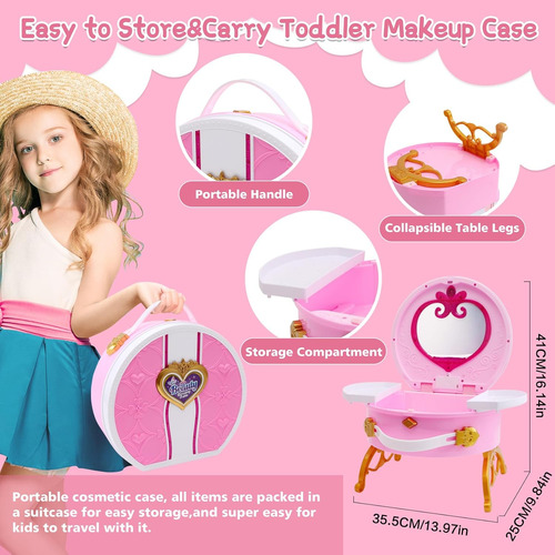 Kit De Maquillaje Para Niñas Juego De Princesa 3-10 Años