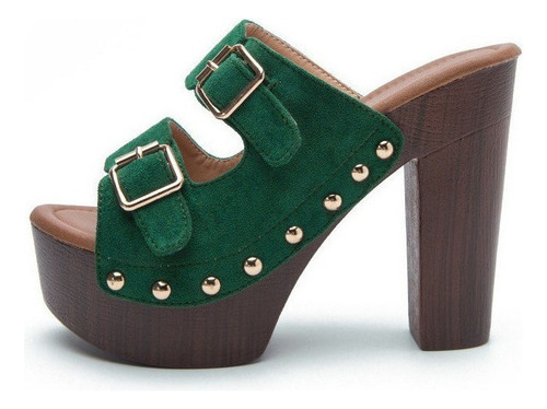 Sandalias De Tacón Grueso Para Mujer, Zapatos Con Hebilla Y