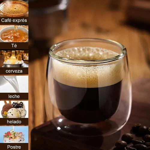 Set 6 Tazas Espresso Doble Pared 80ml Frio Caliente Sin Asa Blanco