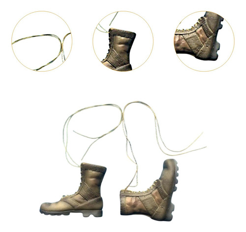 Botas De Trabajo Con Tacón Bajo Y Botines A Escala 1/6 Para