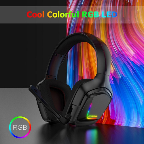 Audífonos gamer Onikuma K20 negro con luz rgb LED