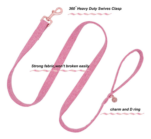 Dog Collar And Leash Set Dogwong Cotton Pink For Dog