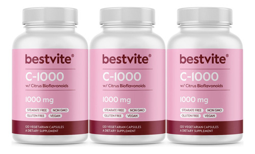 Bestvite Vitamina C 1000mg 360 Cápsulas Vegetarianas Veganas