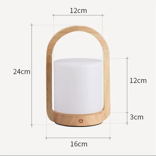 Lampara Led Touch Madera Escritorio Velador Tactil Usb Tall2 Marrón Claro Blanco
