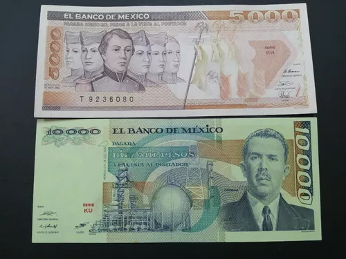 Pack Billetes Antiguos México 10000 Y 5000 Pesos Historia