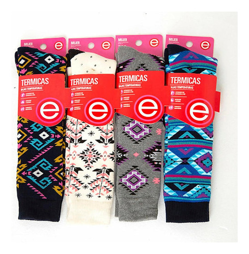 Medias Termicas Elemento Estampadas 3/4 Mujer Pack X6 E720